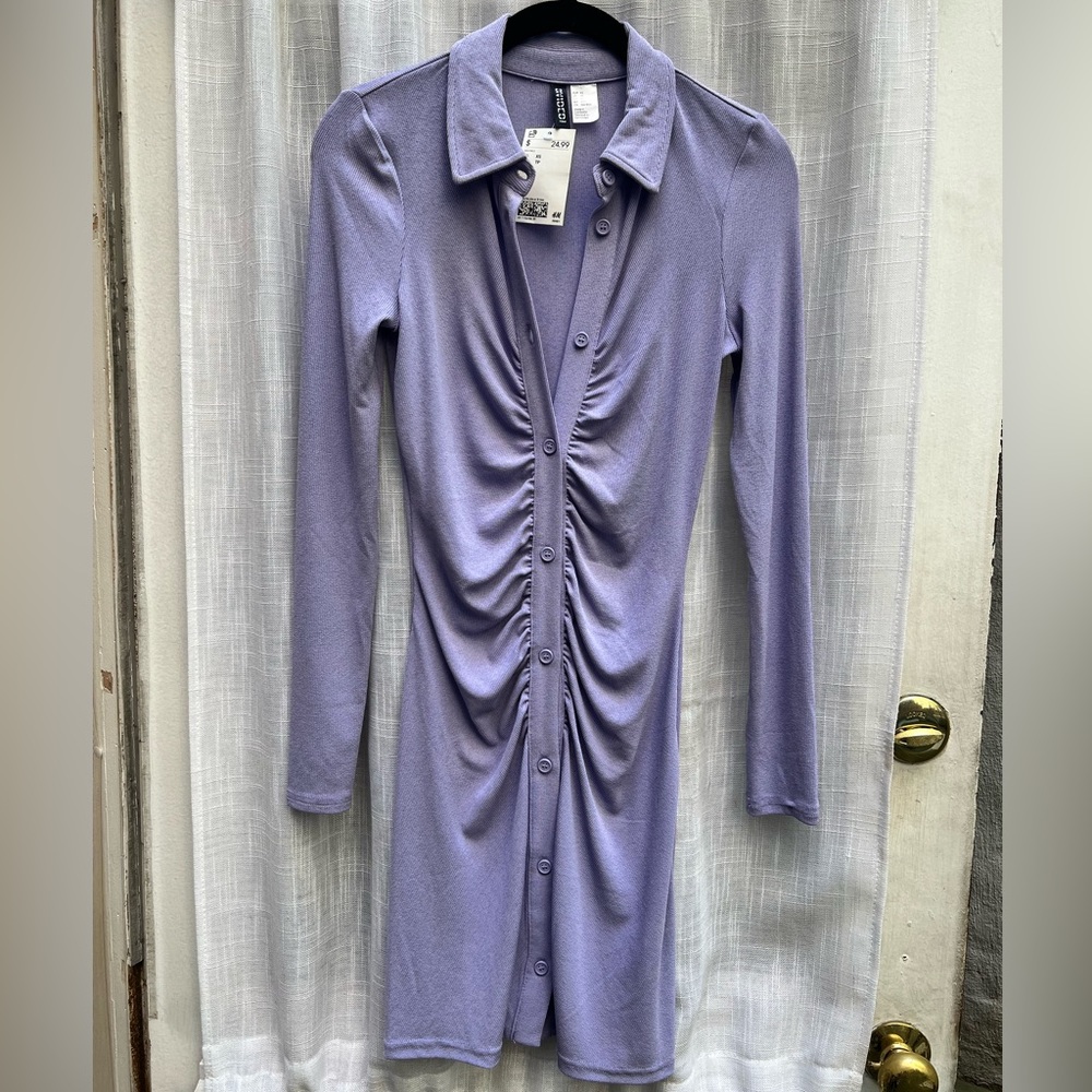 H&M Button Down Long Sleeve Mini Dress size XS NWT